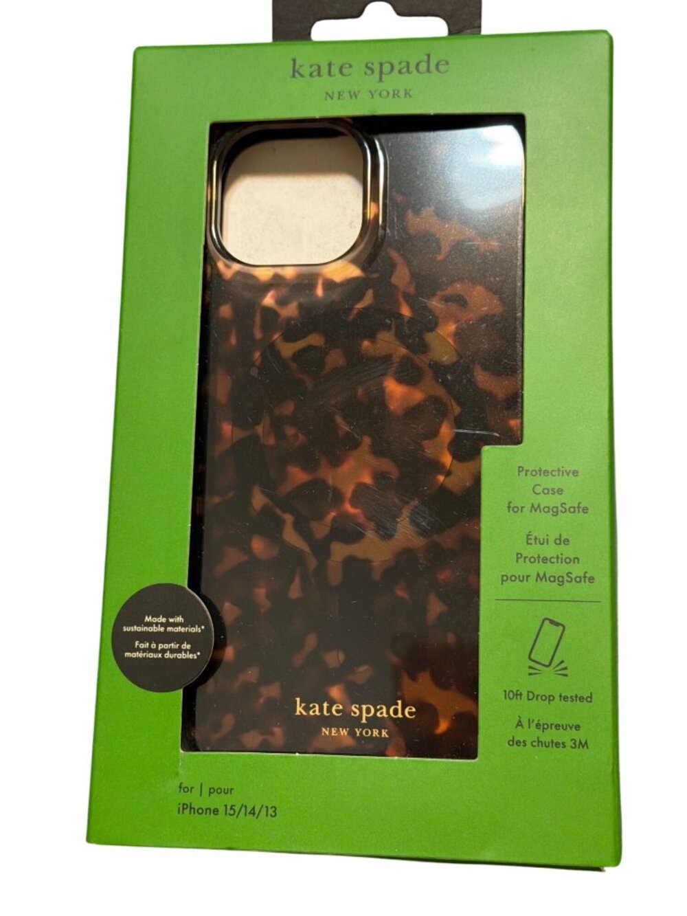 Kate Spade New York Protective Case MagSafe iPhone 15/14/13 Tortoiseshell NEW